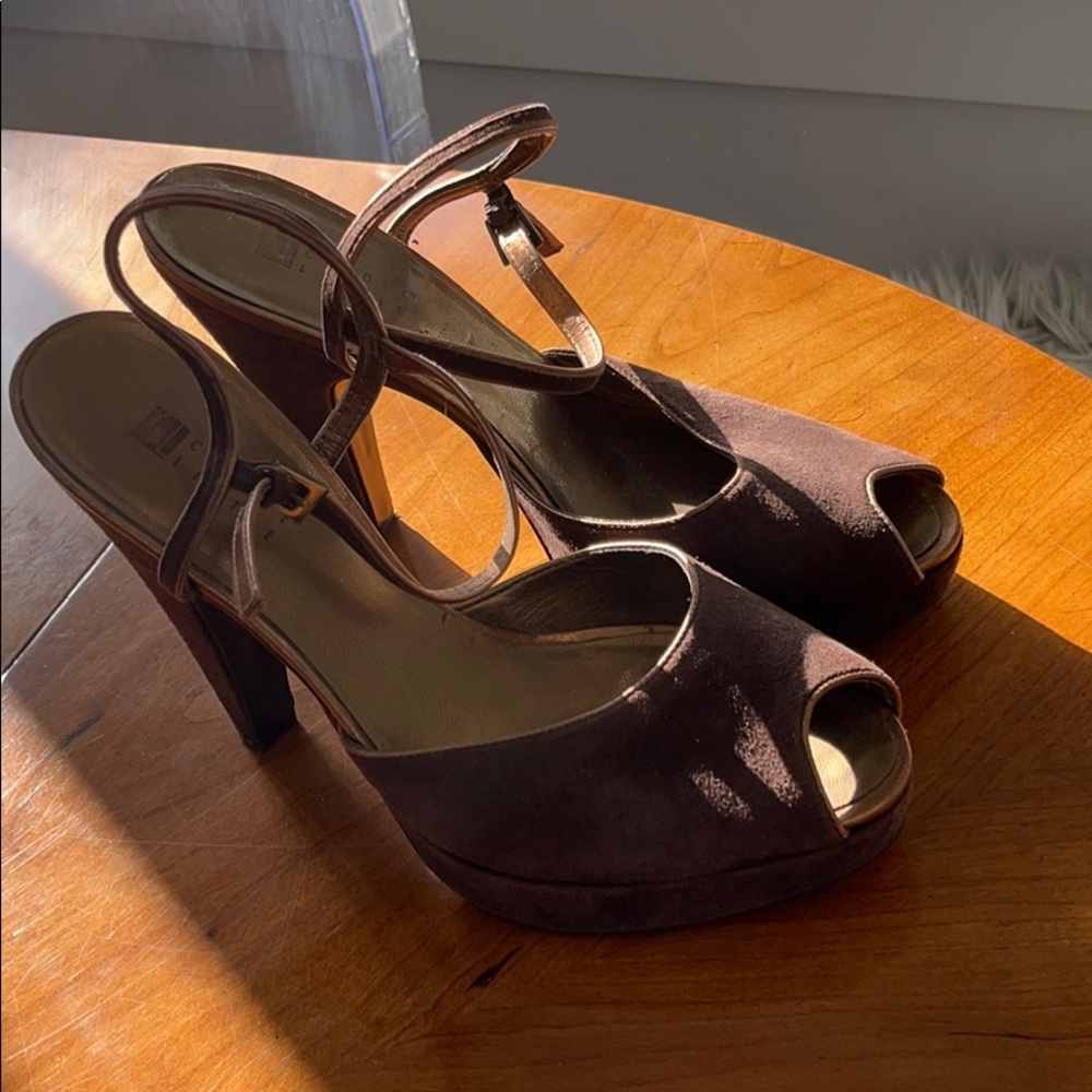 Carole Little Brown suede heels size 7.5